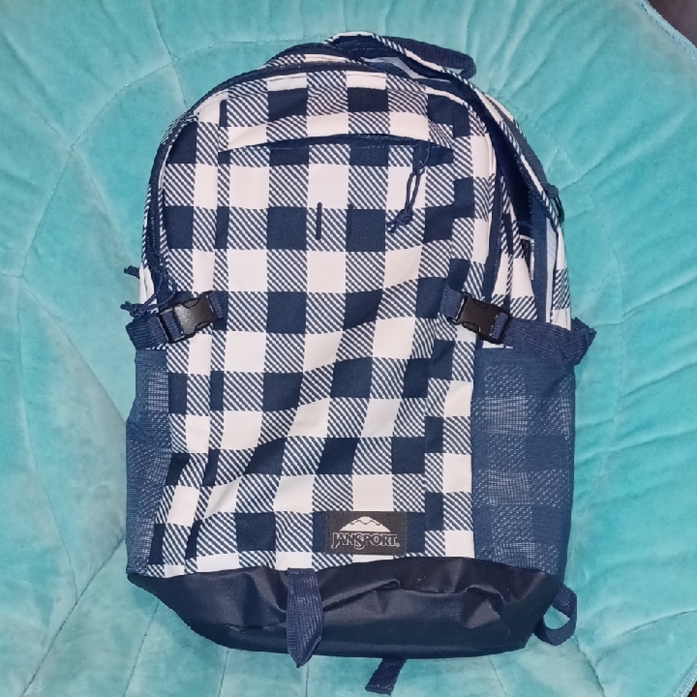 Jansport Blue and White Checkered Men's Backpack